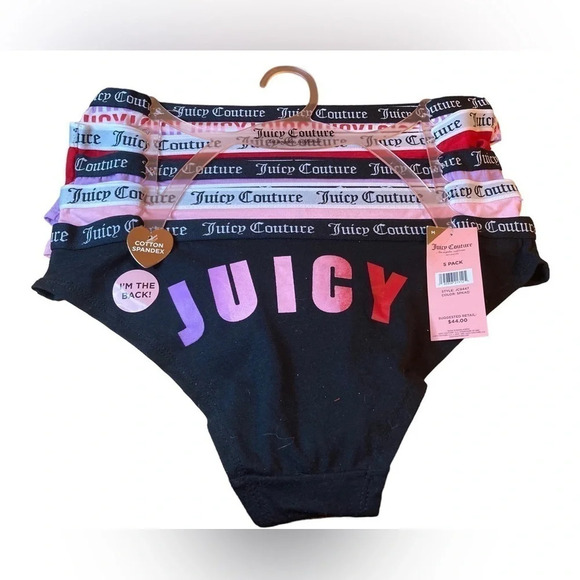 JUICY Couture 5-Pack Cotton Spandex Size Medium Still on Hanger ALL TAGS NEW NWT - Picture 1 of 1